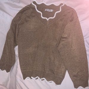 Light brown scalloped sweater